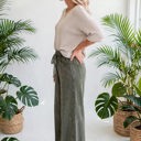  Washed Seam Drawstring Leg Flare Pants | S-XL