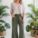  Washed Seam Drawstring Leg Flare Pants | S-XL