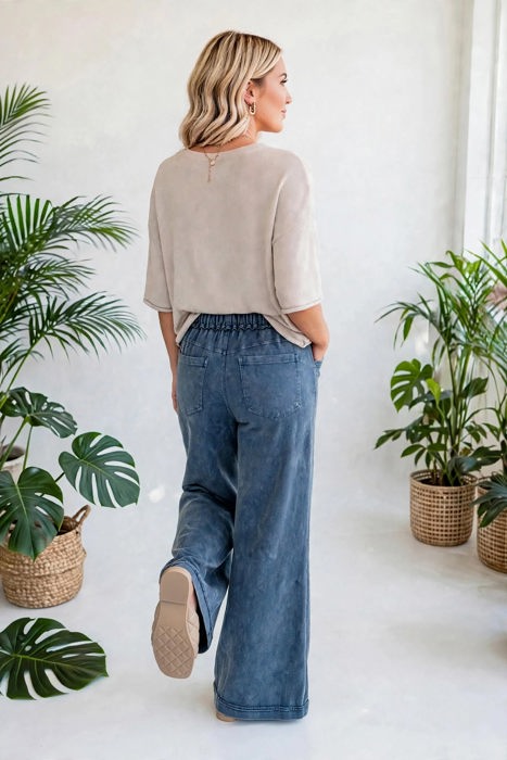 Washed Seam Drawstring Leg Flare Pants | S-XL