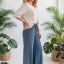  Washed Seam Drawstring Leg Flare Pants | S-XL