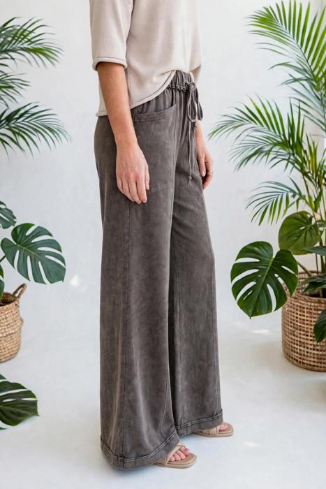 Washed Seam Drawstring Leg Flare Pants | S-XL