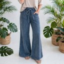  Washed Seam Drawstring Leg Flare Pants | S-XL
