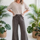  Washed Seam Drawstring Leg Flare Pants | S-XL