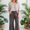  Washed Seam Drawstring Leg Flare Pants | S-XL