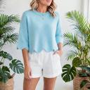  Marlow Scalloped Hem 3/4 Sleeve Sweater | S-XL