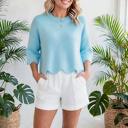 Marlow Scalloped Hem 3/4 Sleeve Sweater | S-XL