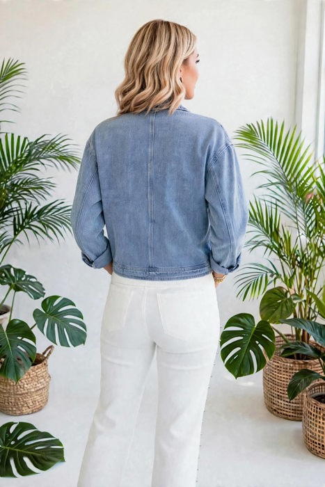 Blue Belle Studded Zipper Denim Jacket | S-XL
