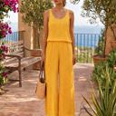  Crinkle Texture Tank Top and Pocketed Pants Set - S-XL