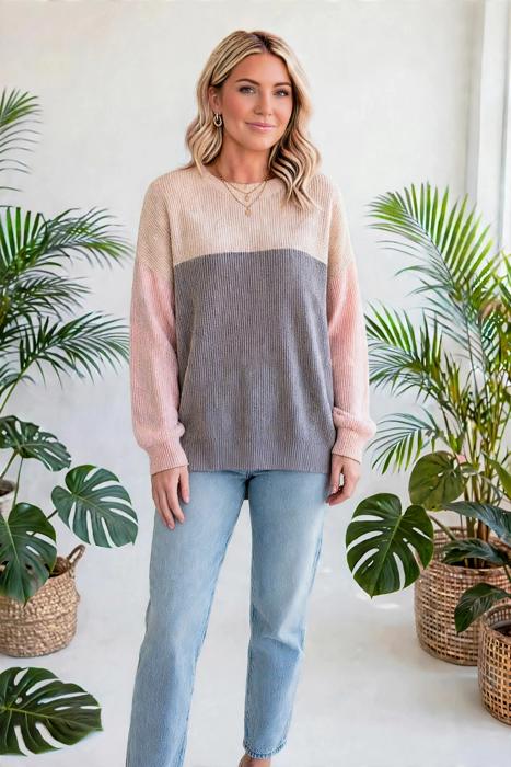 Colorblock Ribbed Relaxed-Fit Top | S-XL