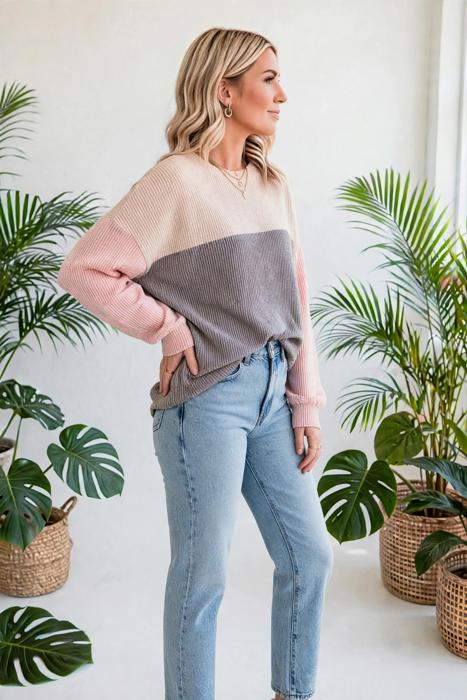 Colorblock Ribbed Relaxed-Fit Top | S-XL