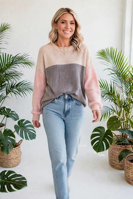 Colorblock Ribbed Relaxed-Fit Top | S-XL