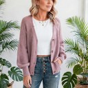 Celeste Texture Knit Button V Neck Cardigan | S-XL