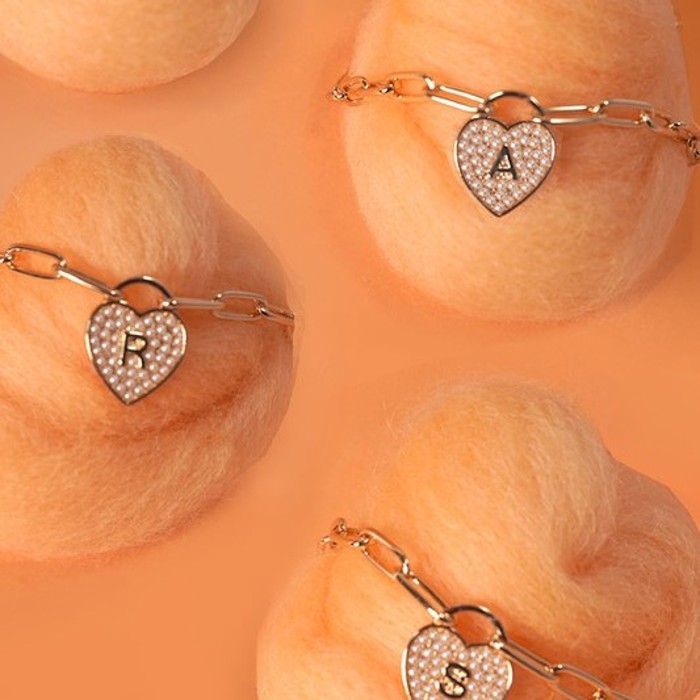 Initial Heart Lock Charm Necklace | Free Shipping