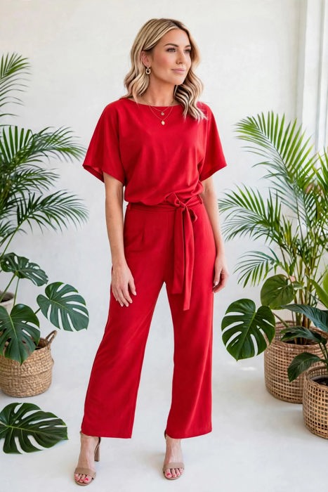 Elevé Grace Belted Jumpsuit | S-2XL
