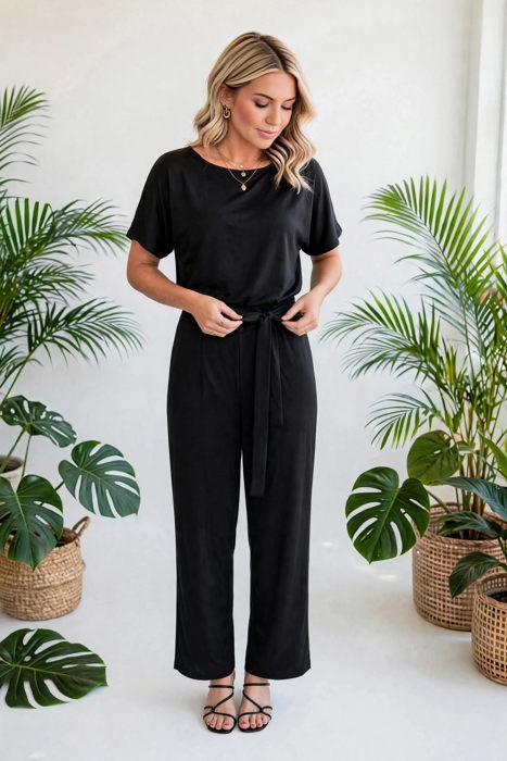 Elevé Grace Belted Jumpsuit | S-2XL