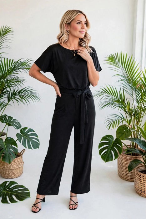 Elevé Grace Belted Jumpsuit | S-2XL