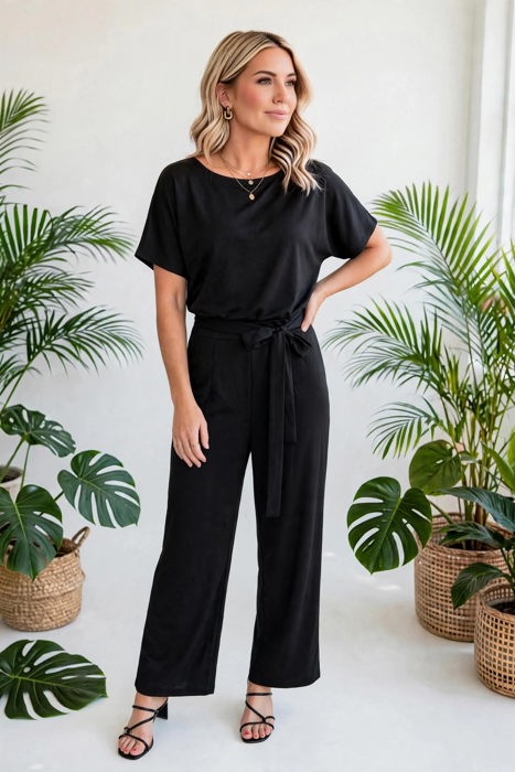 Elevé Grace Belted Jumpsuit | S-2XL