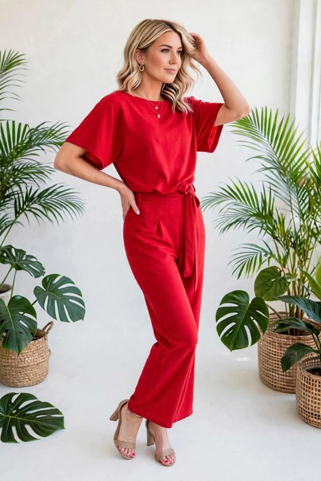 Elevé Grace Belted Jumpsuit | S-2XL