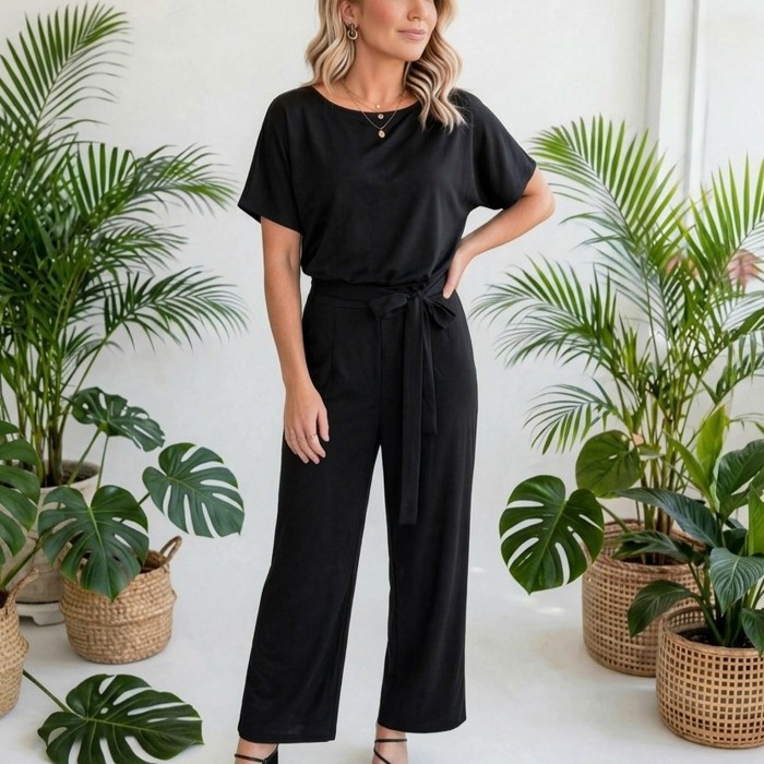 Elevé Grace Belted Jumpsuit | S-2XL