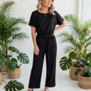 Small Black Elevé Grace Belted Jumpsuit | S-2XL
