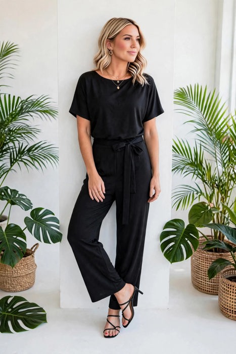 Elevé Grace Belted Jumpsuit | S-2XL