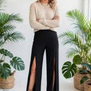  Open Leg Mid Waist Pants | S-XL