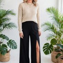  Open Leg Mid Waist Pants | S-XL