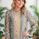  Cuff Long Sleeve Blouse