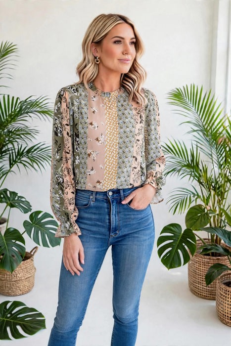Cuff Long Sleeve Blouse