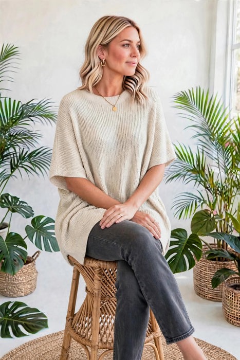 Free Flow Oversized Side-Slit Sweater | S-XL