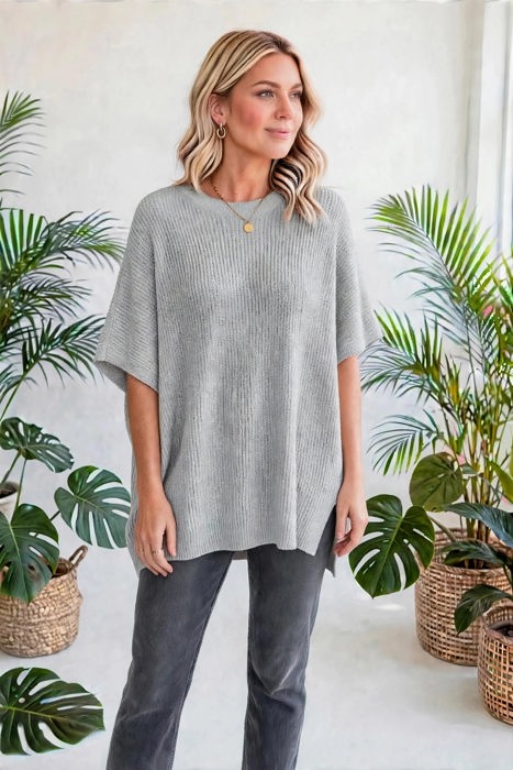 Free Flow Oversized Side-Slit Sweater | S-XL