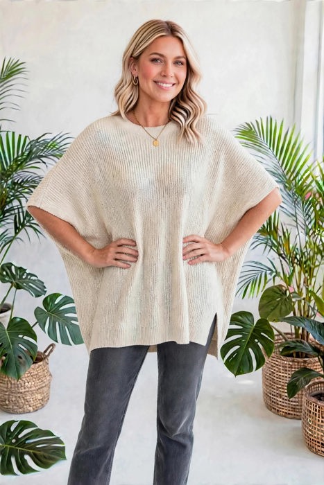 Free Flow Oversized Side-Slit Sweater | S-XL