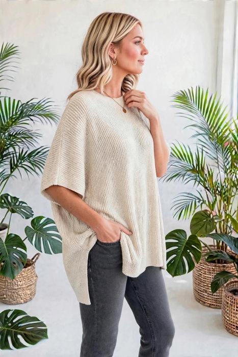Free Flow Oversized Side-Slit Sweater | S-XL