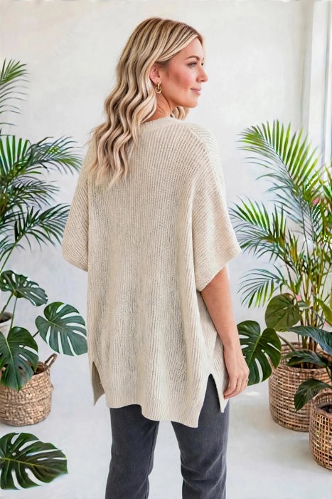 Free Flow Oversized Side-Slit Sweater | S-XL