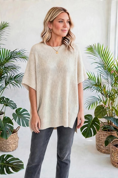 Free Flow Oversized Side-Slit Sweater | S-XL