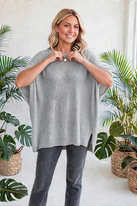 Free Flow Oversized Side-Slit Sweater | S-XL