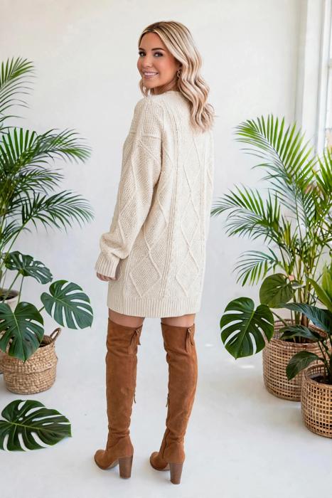 Cozy Cable Knit Sweater Dress | S-XL