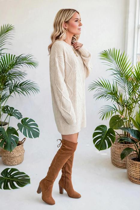 Cozy Cable Knit Sweater Dress | S-XL