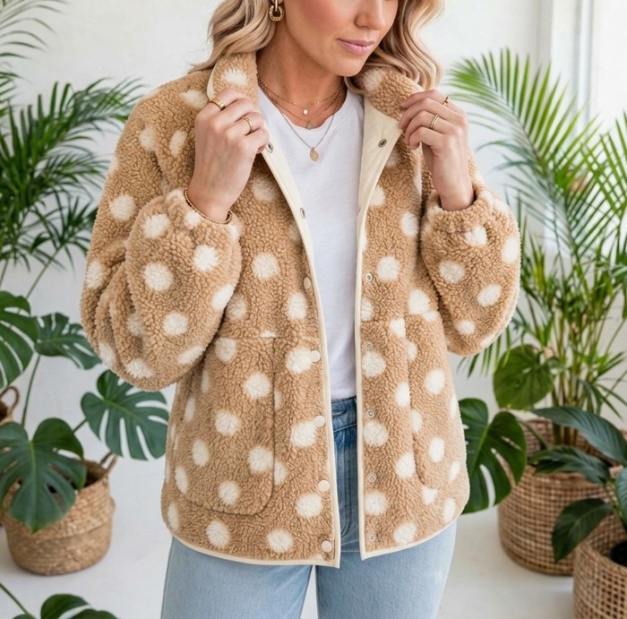 Luxe Polka Faux Fur Jacket | S-XL