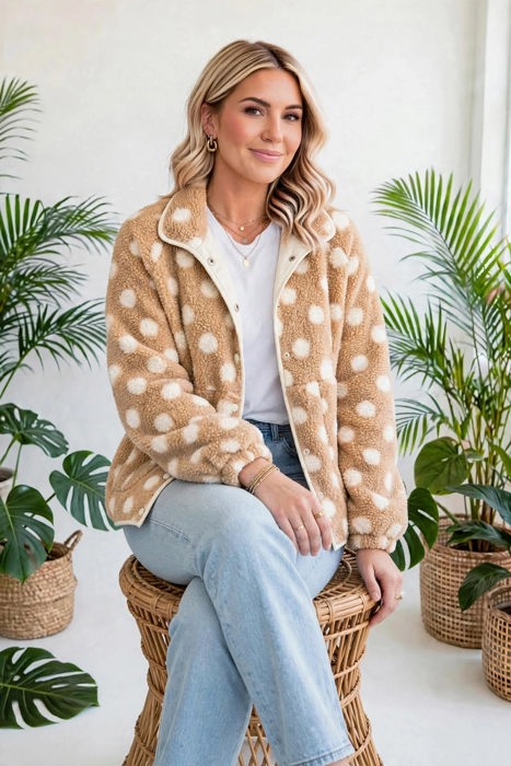 Luxe Polka Faux Fur Jacket | S-XL