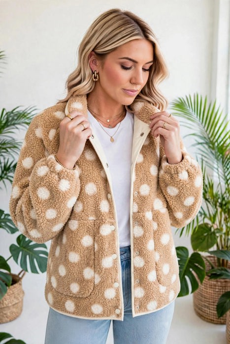 Luxe Polka Faux Fur Jacket | S-XL
