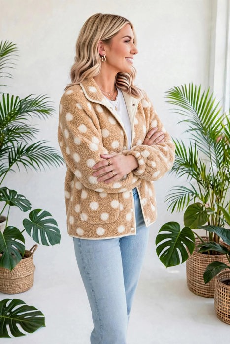 Luxe Polka Faux Fur Jacket | S-XL