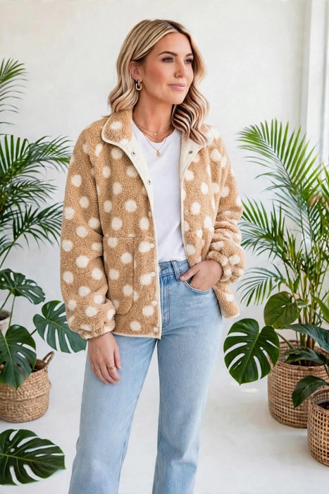 Luxe Polka Faux Fur Jacket | S-XL