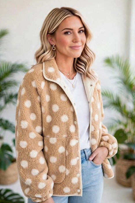 Luxe Polka Faux Fur Jacket | S-XL