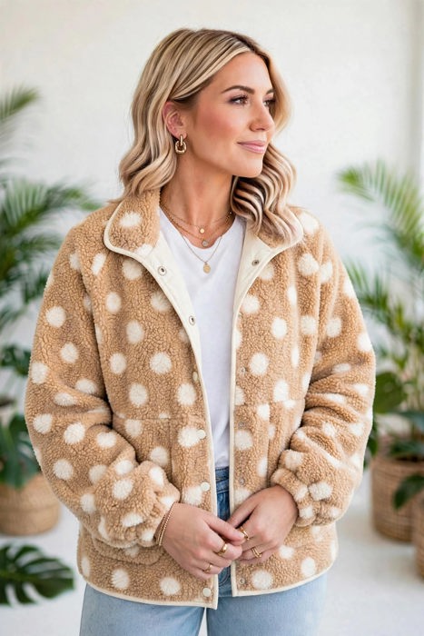 Luxe Polka Faux Fur Jacket | S-XL