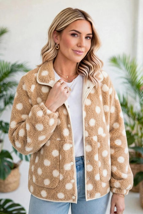 Luxe Polka Faux Fur Jacket | S-XL