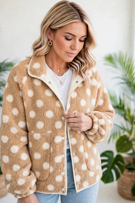 Luxe Polka Faux Fur Jacket | S-XL