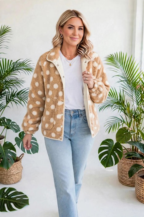Luxe Polka Faux Fur Jacket | S-XL
