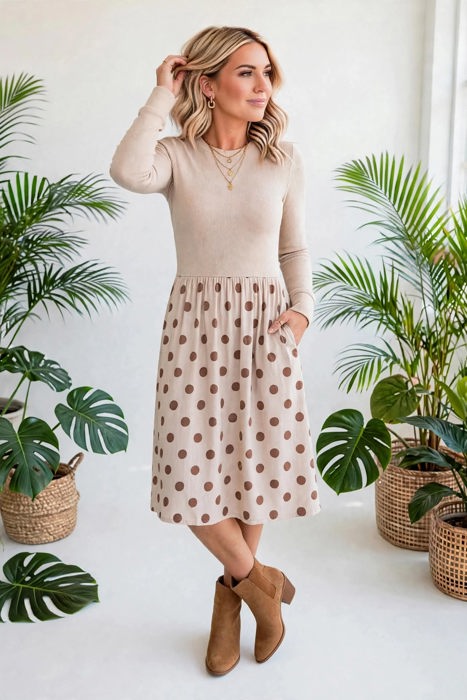 Dainty Dot Elegance Midi Dress | S-XL