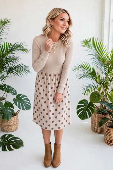 Dainty Dot Elegance Midi Dress | S-XL